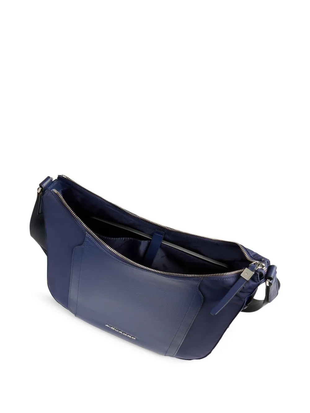 PIQUADRO Schoudertas met leren vlakken Blauw