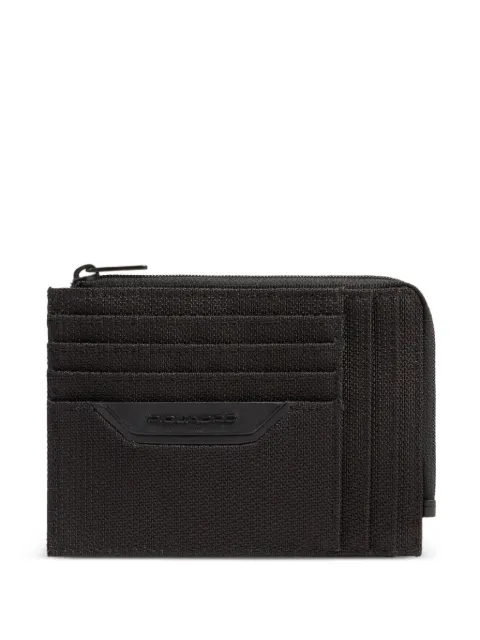 PIQUADRO zipped leather-trim card holder