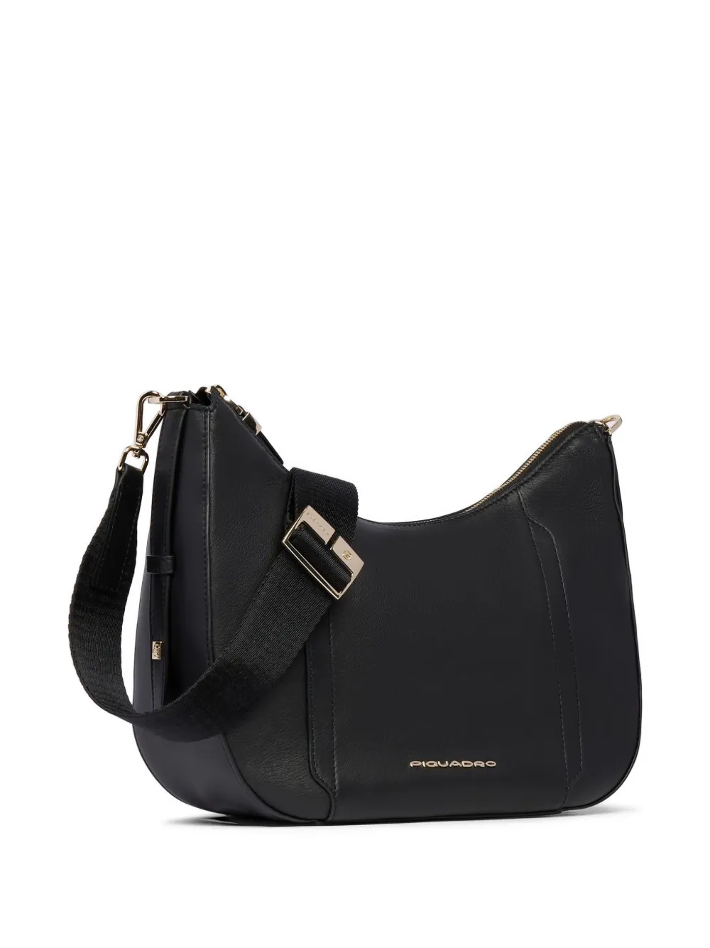 PIQUADRO Leren crossbodytas met logo Zwart