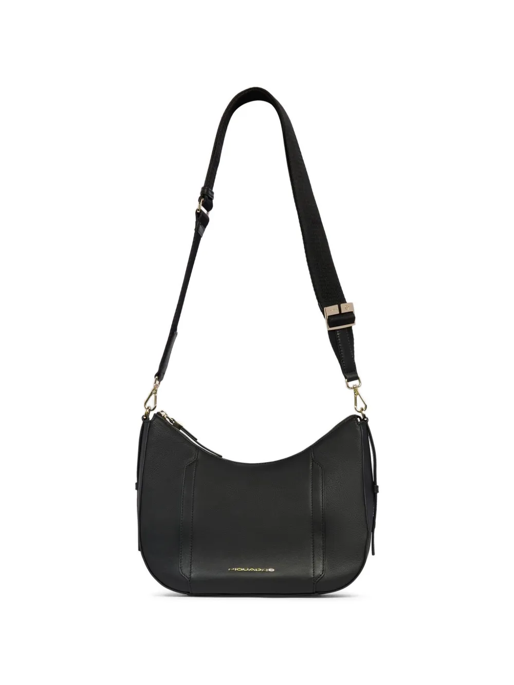 PIQUADRO Leren crossbodytas met logo Zwart