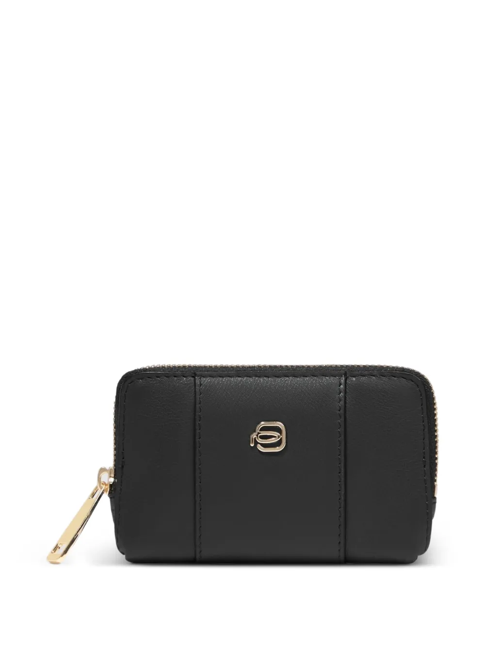PIQUADRO logo-plaque leather key holder - Nero