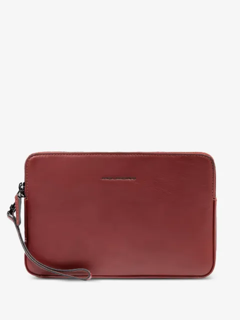 PIQUADRO Black Square leather wristlet