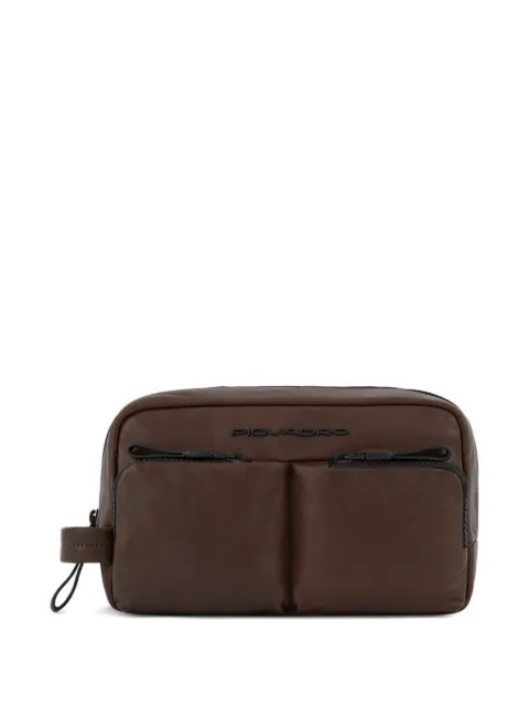 PIQUADRO logo-lettering pocket-detail wash bag