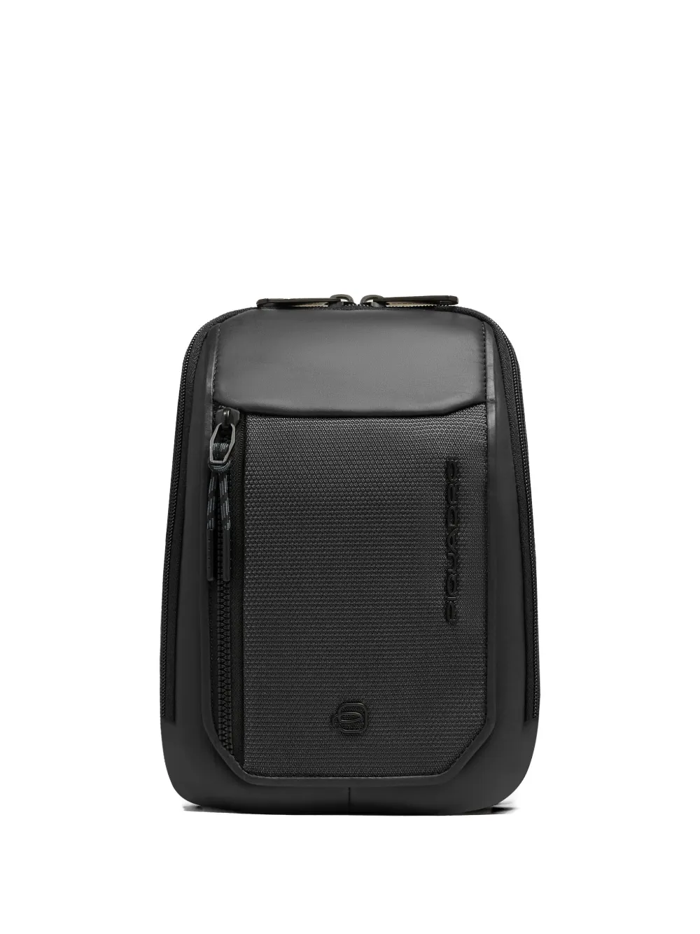PIQUADRO Kuriertasche mit Lederbesatz - Schwarz