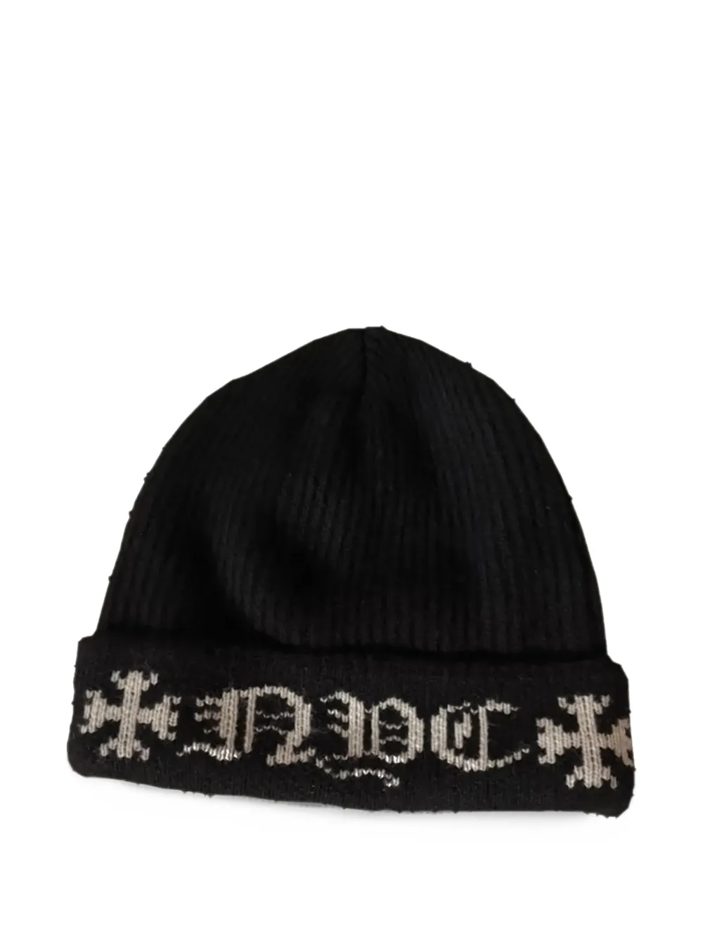 Chrome Hearts Big Daddy intarsia gebreide muts Zwart