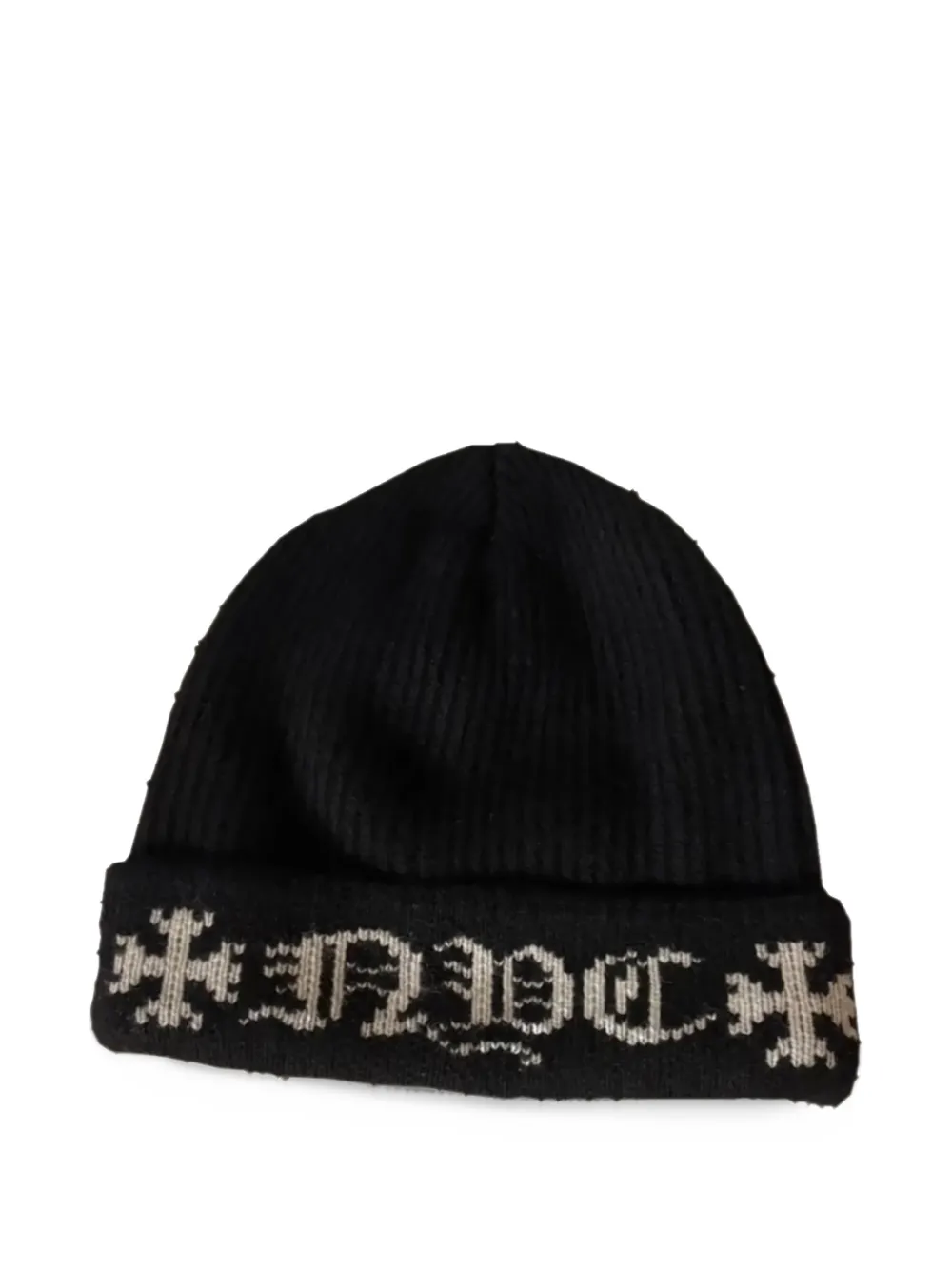 Chrome Hearts Big Daddy intarsia gebreide muts Zwart