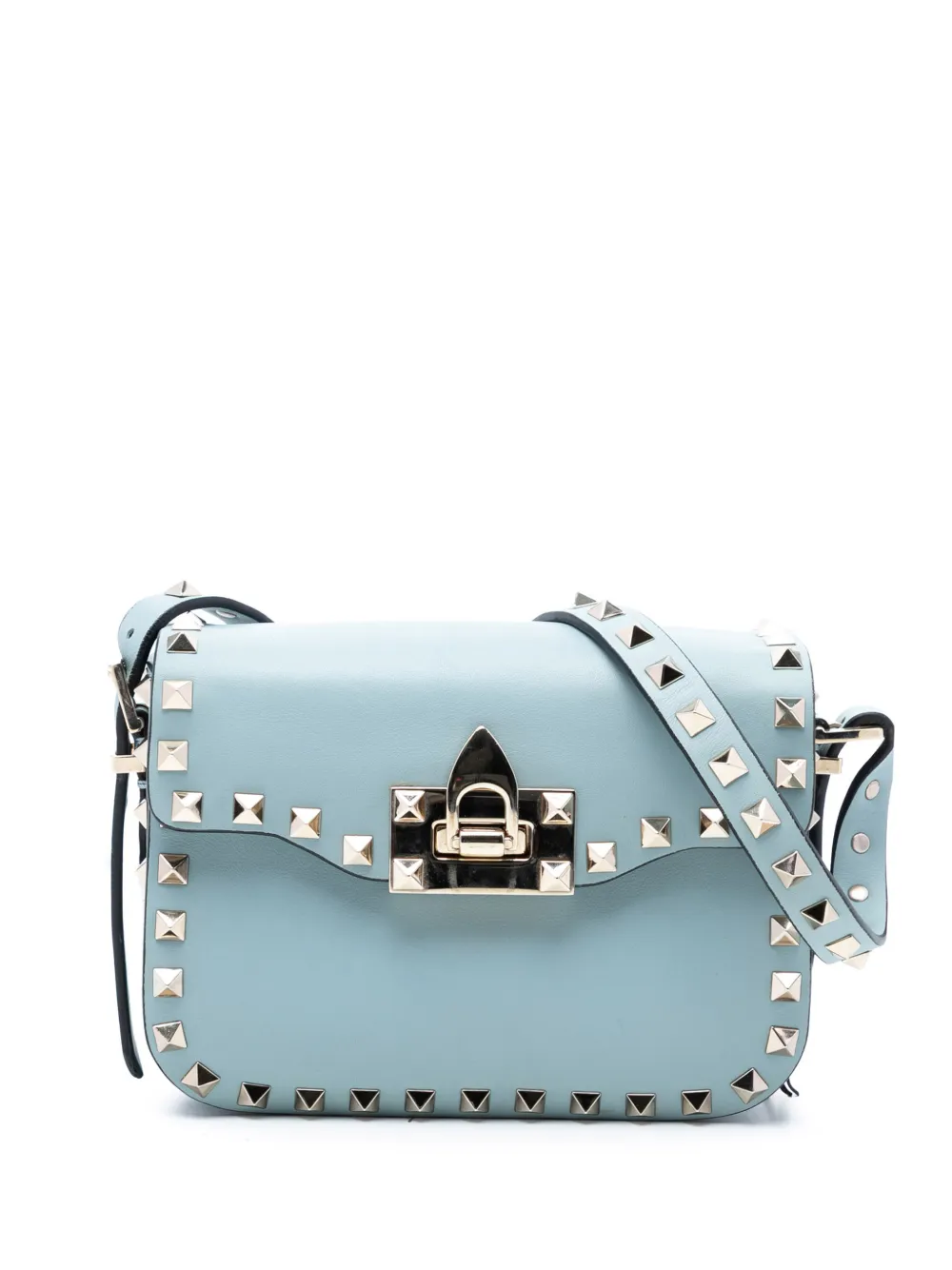 Valentino Garavani Pre-Owned 2010-2025 Mini Leather Rockstud Flap crossbody bag - Blu
