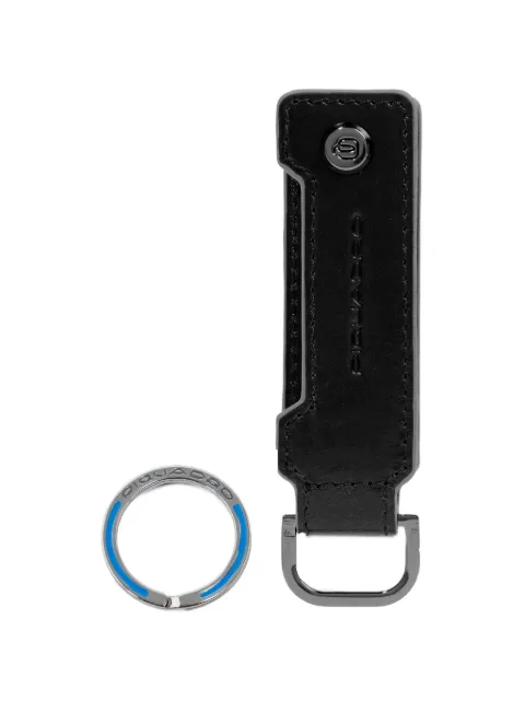 PIQUADRO logo-debossed leather keychain