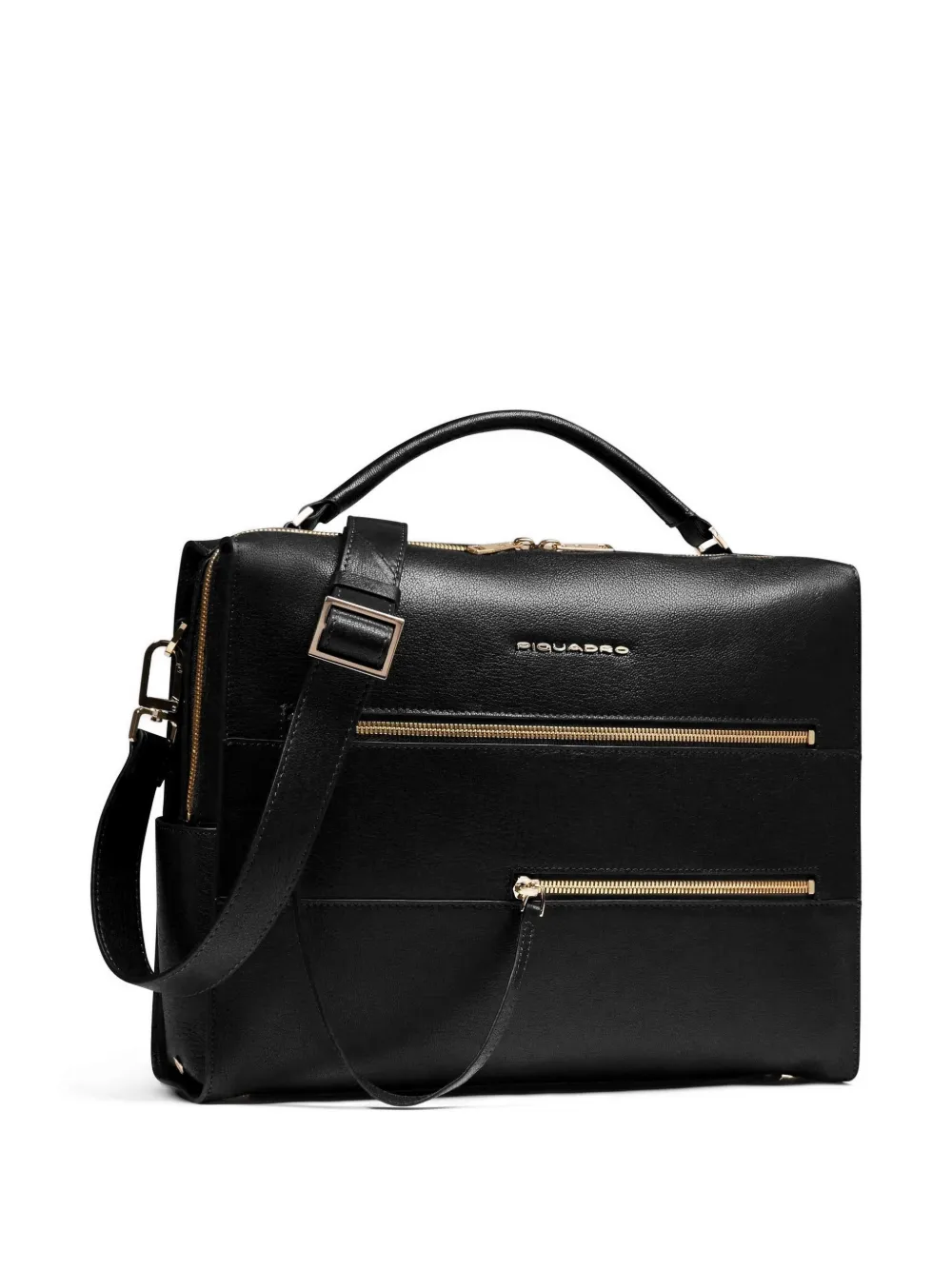 PIQUADRO Leren laptoptas Zwart