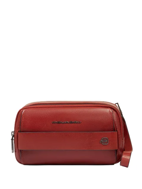PIQUADRO pochette en cuir à plaque logo