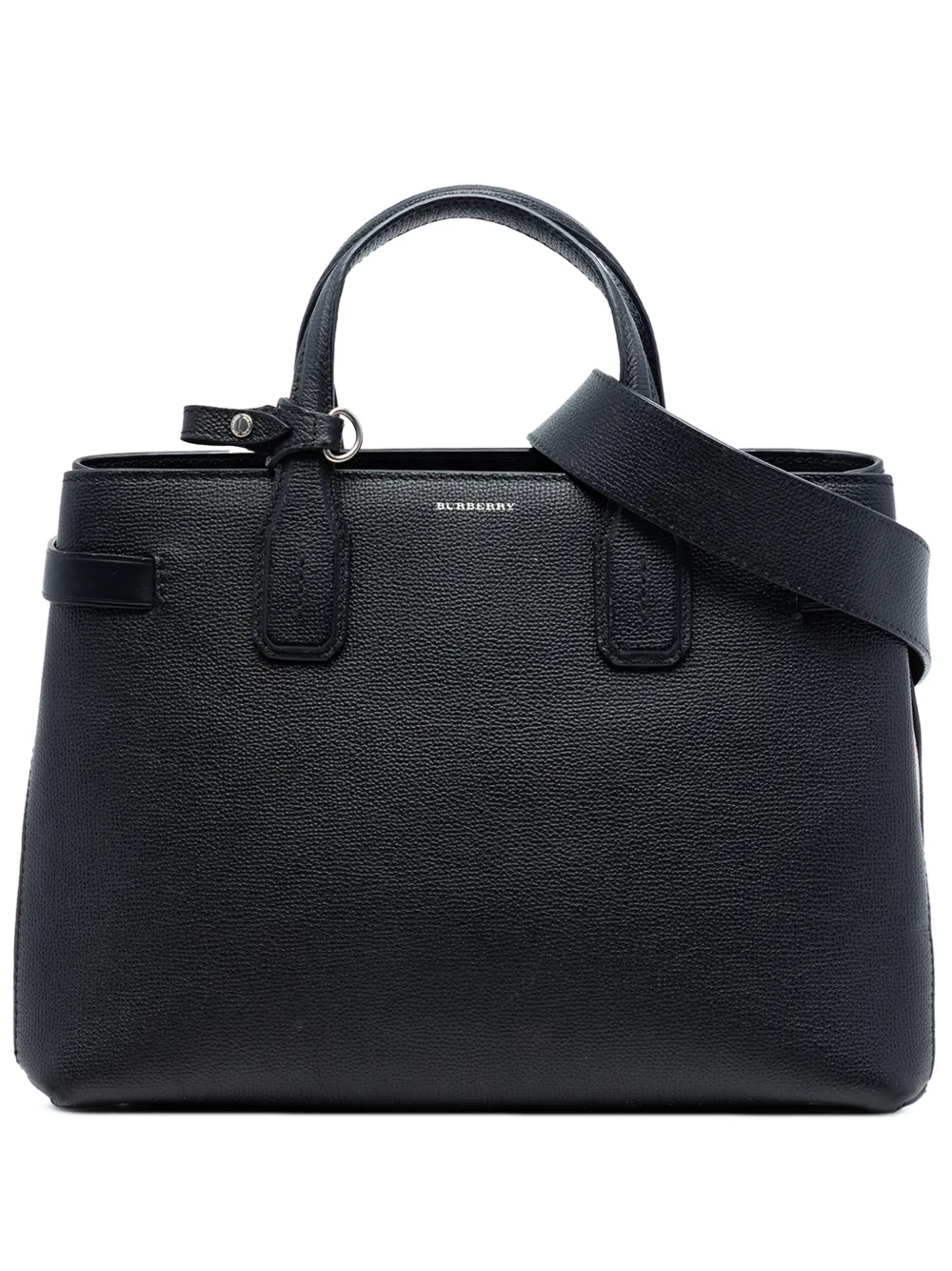 Burberry Pre-Owned 2000-2017 Medium Leather and House Check Banner satchel - Schwarz