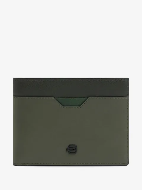 PIQUADRO cartera de piel con placa del logo
