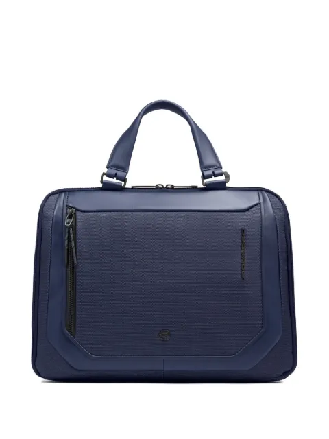 PIQUADRO expandable leather-trim laptop bag