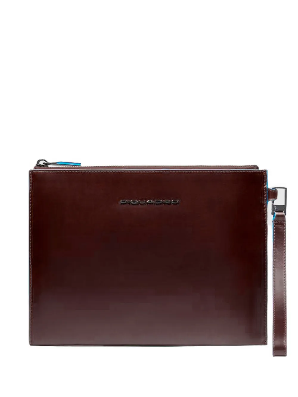 PIQUADRO logo-plaque leather clutch bag - Marrone