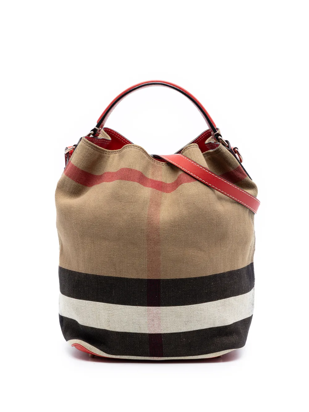 Burberry Pre-Owned 2000-2017 Medium Mega Check Canvas Ashby Bucket Bag satchel - Brown