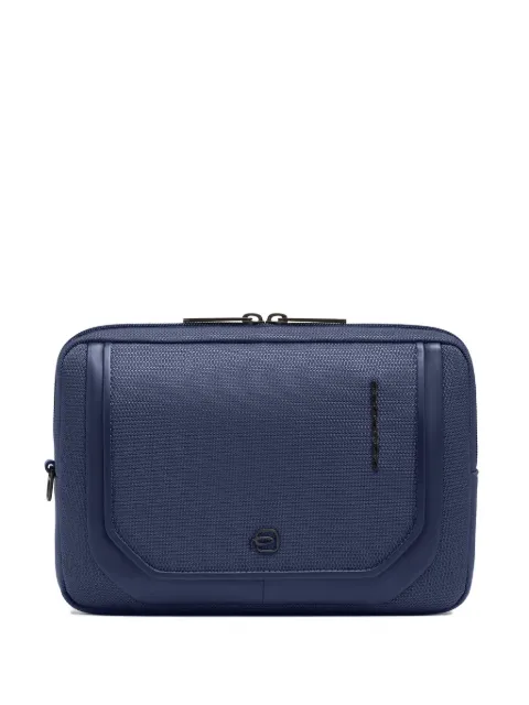 PIQUADRO bolsa de mano con ribete de piel