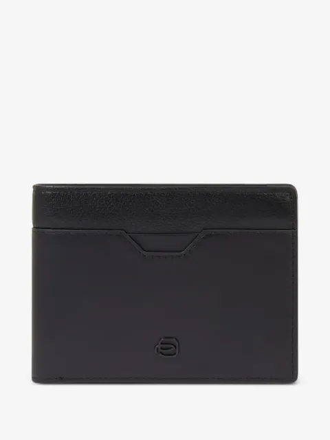PIQUADRO cartera de piel con placa del logo