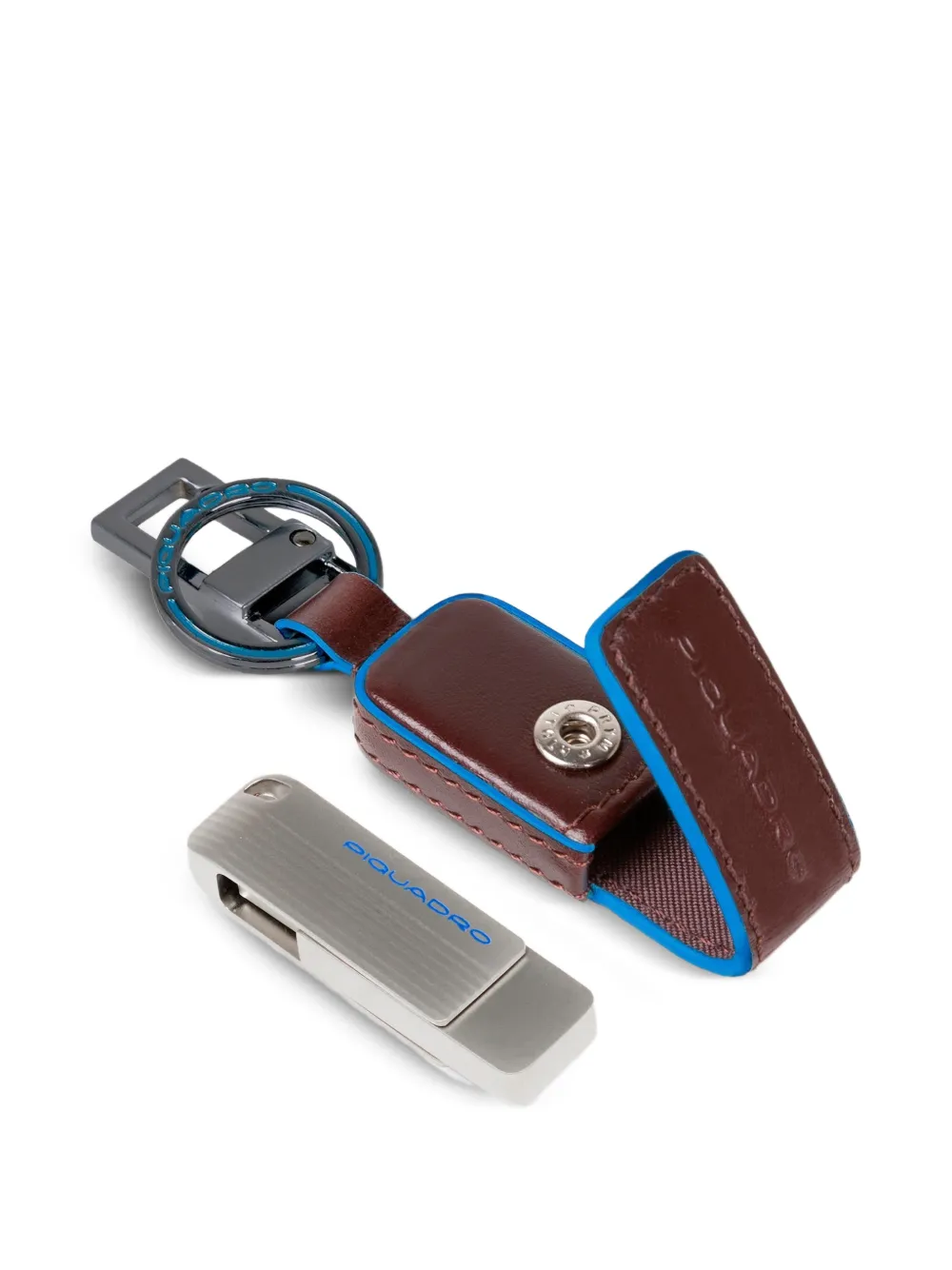 PIQUADRO Leren sleutelhanger met USB-stick Bruin