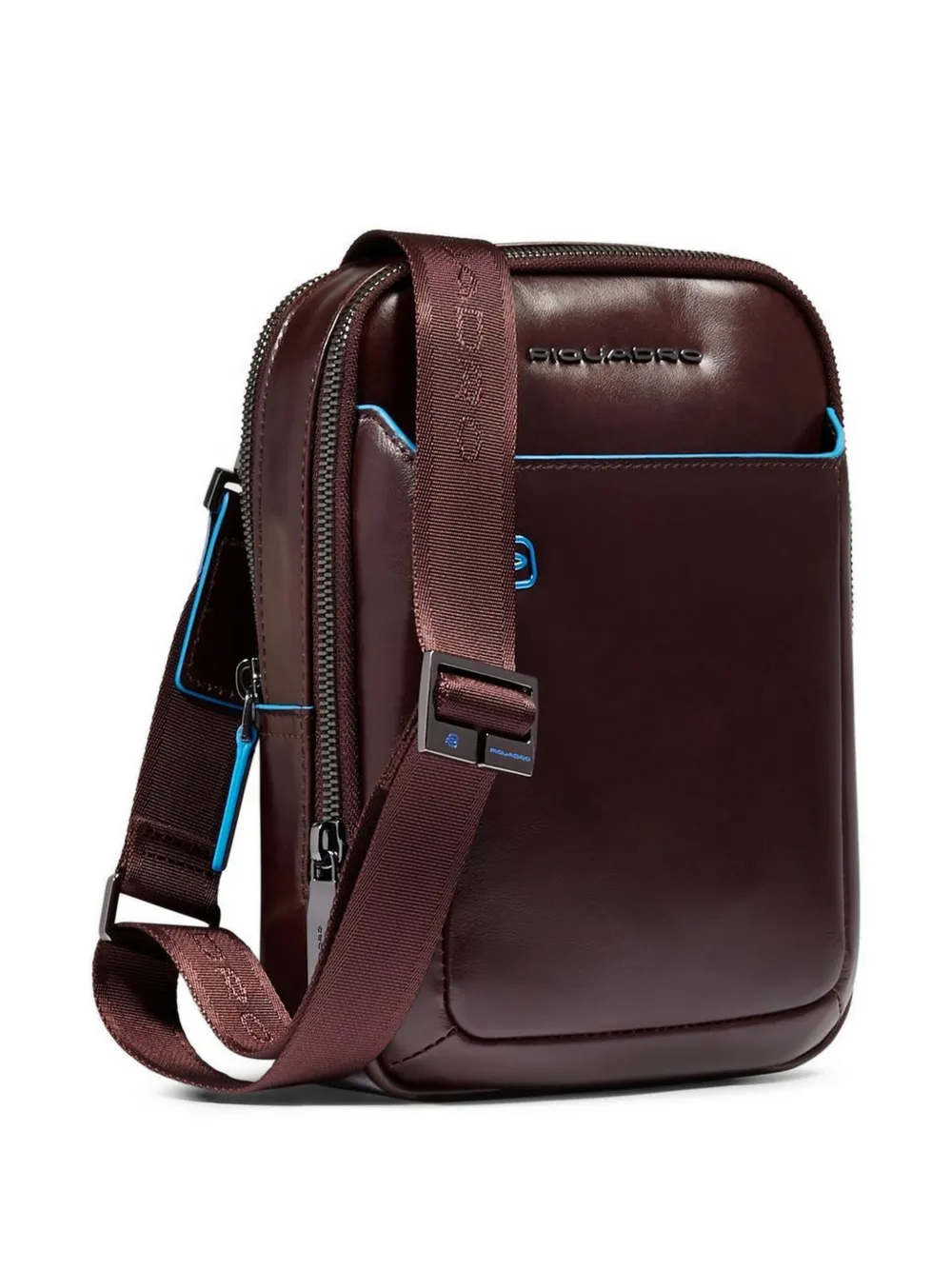 PIQUADRO iPad crossbodytas met logoplakkaat Bruin
