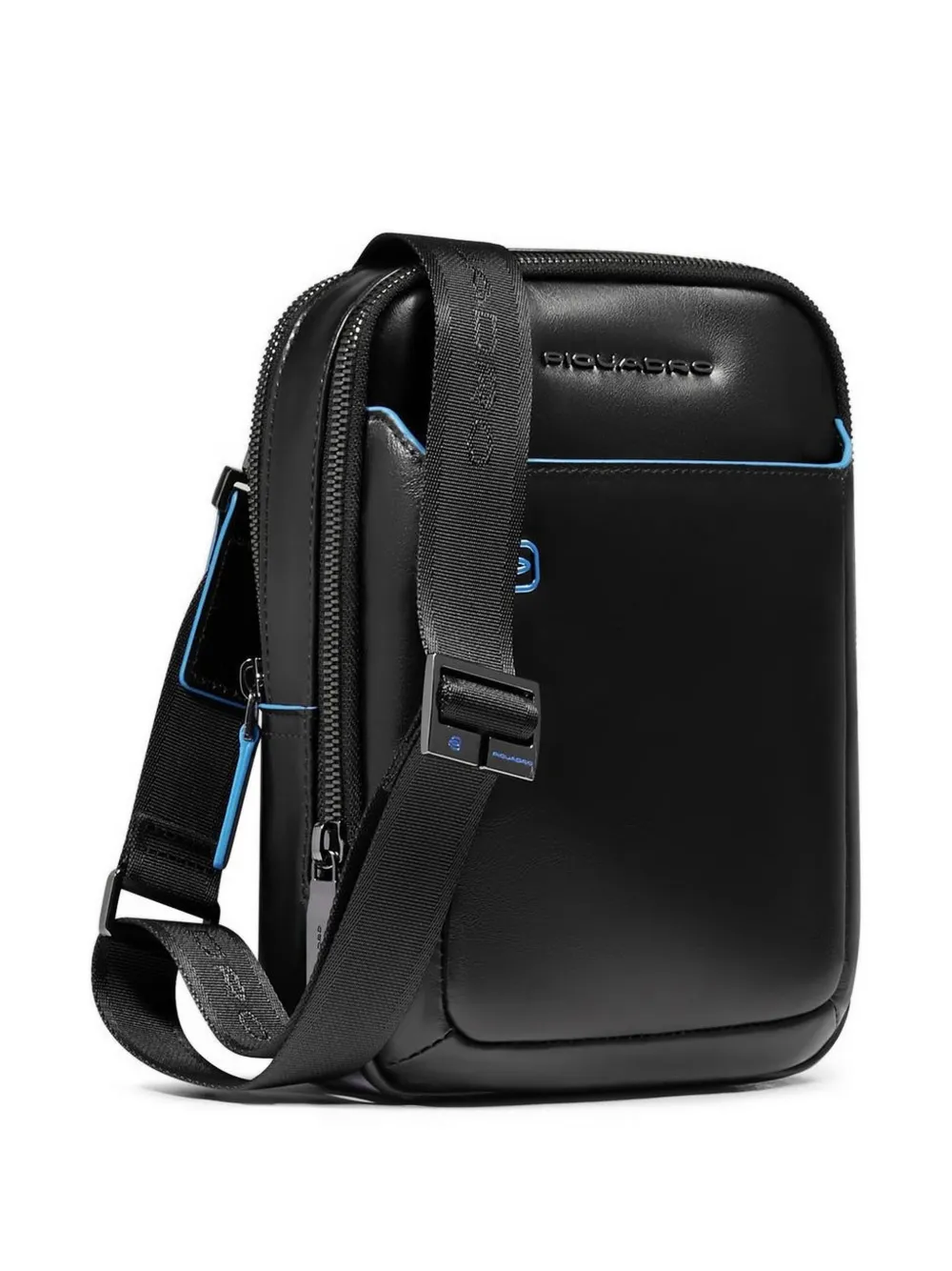 PIQUADRO iPad crossbodytas met logoplakkaat Zwart