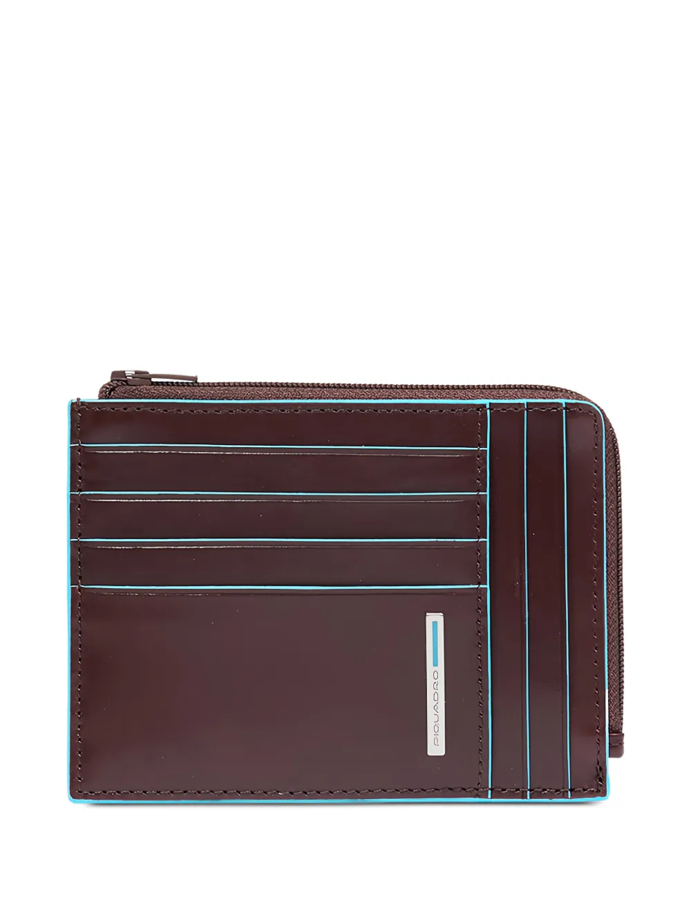 PIQUADRO Portacarte in pelle con zip - Marrone