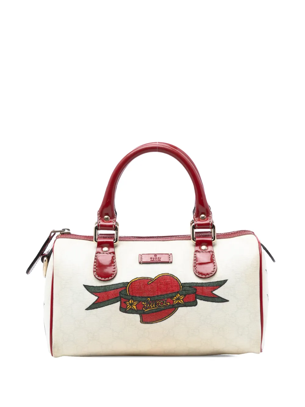 Gucci Pre-Owned 2016-2025 Small GG Supreme Joy Tattoo Heart boston bag - Bianco