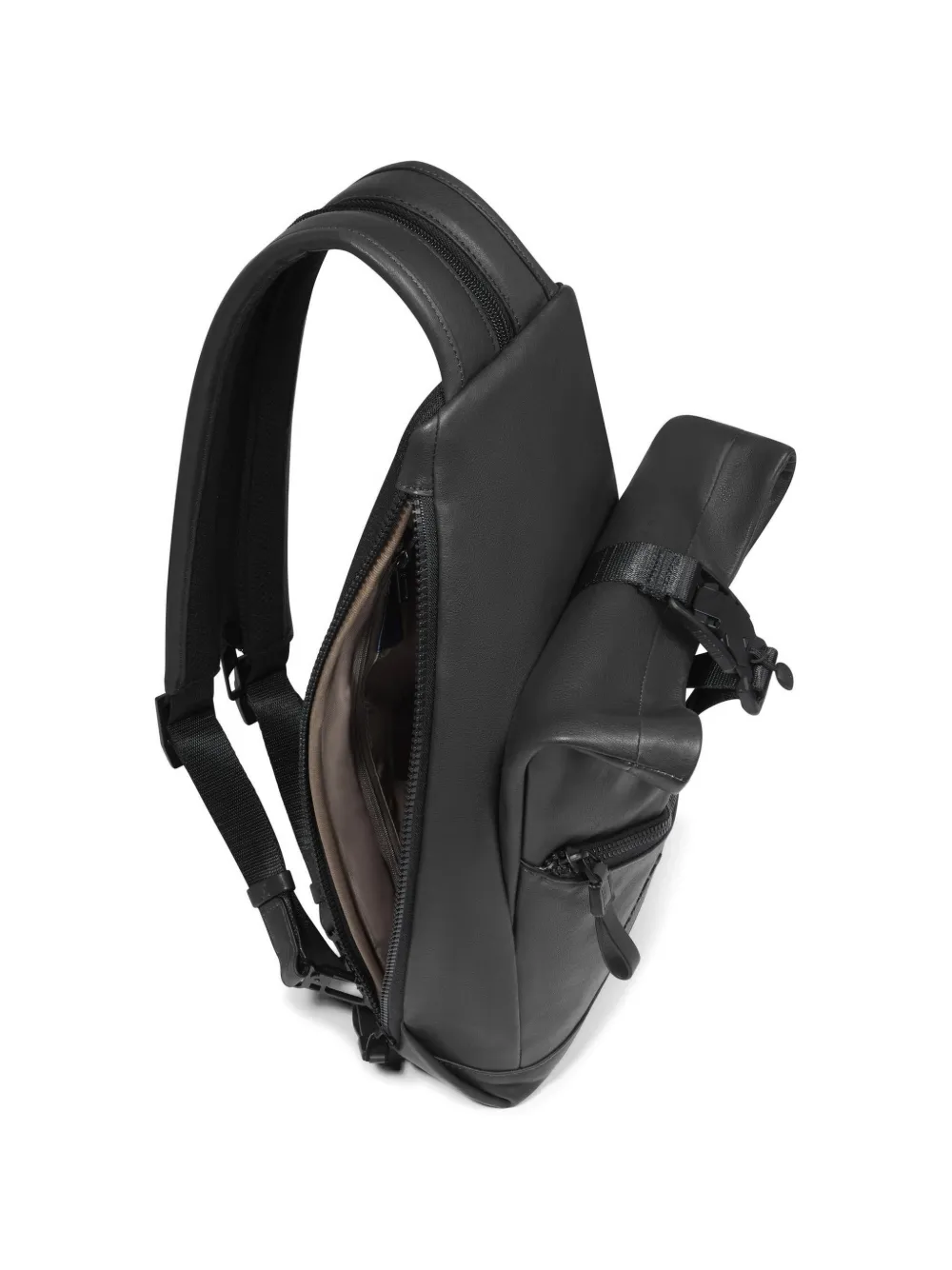 PIQUADRO Verstelbare leren sling tas Zwart