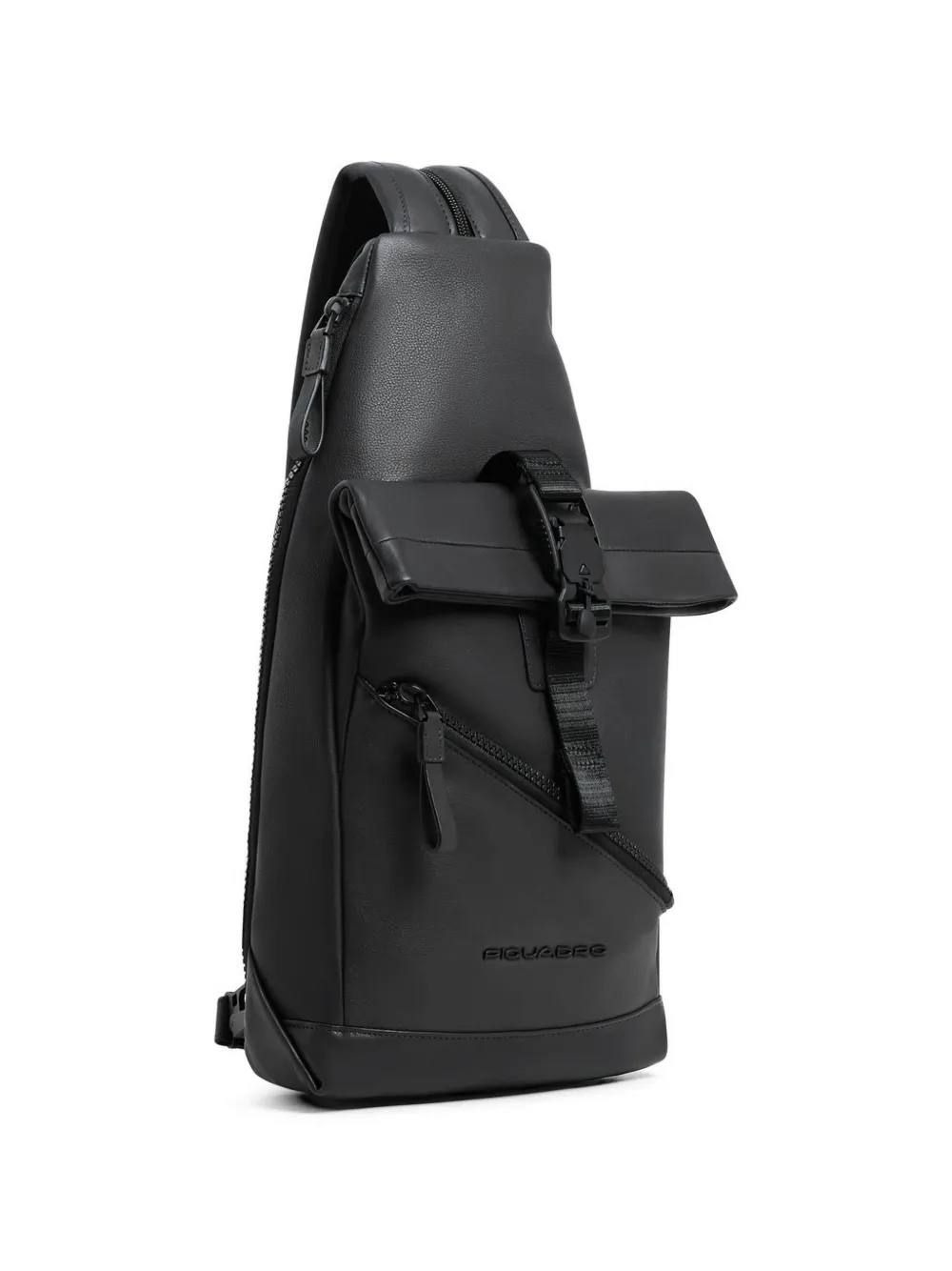 PIQUADRO Verstelbare leren sling tas Zwart