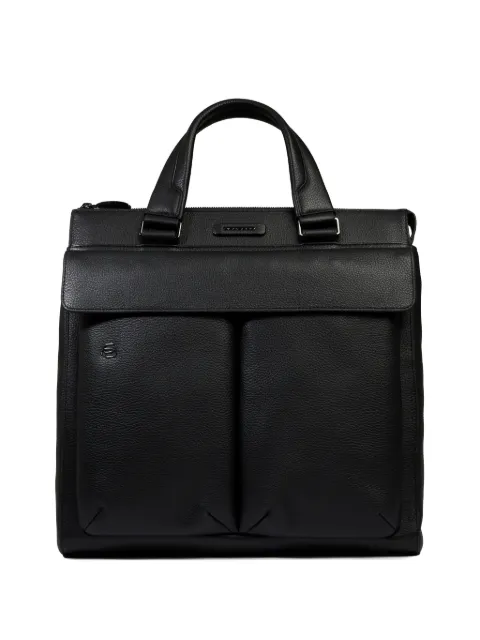 PIQUADRO grained leather tote bag