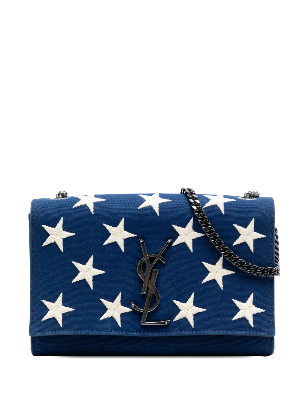 Saint Laurent Pre-Owned 2018 Small Star Embroidered Canvas Monogram Kate crossbody bag - Blu