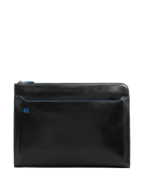 PIQUADRO stow-away handle leather clutch bag