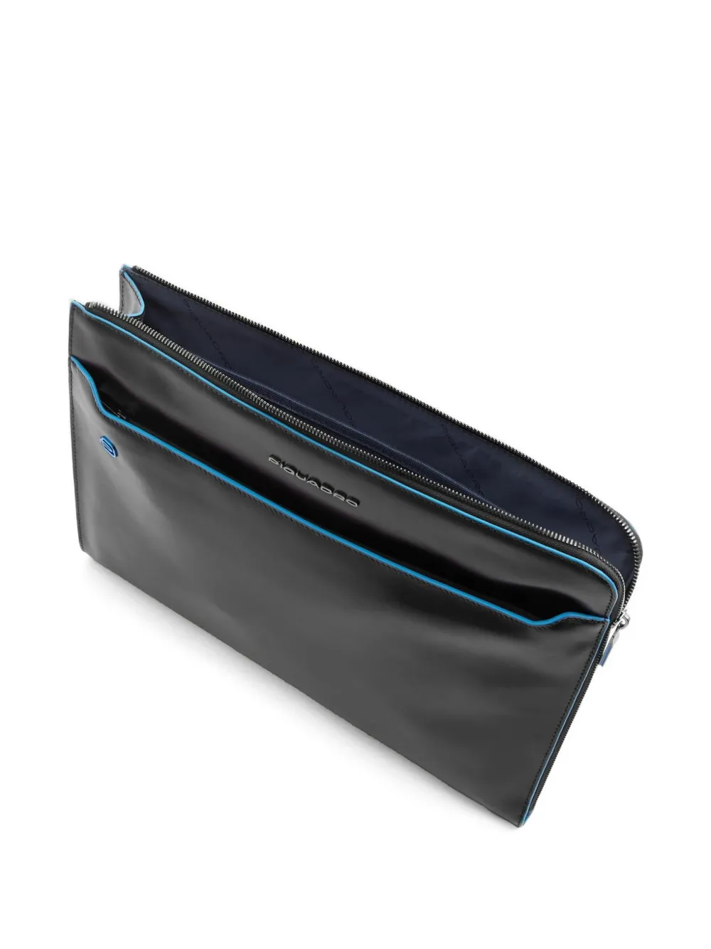 PIQUADRO Leren clutch met handgreep Zwart