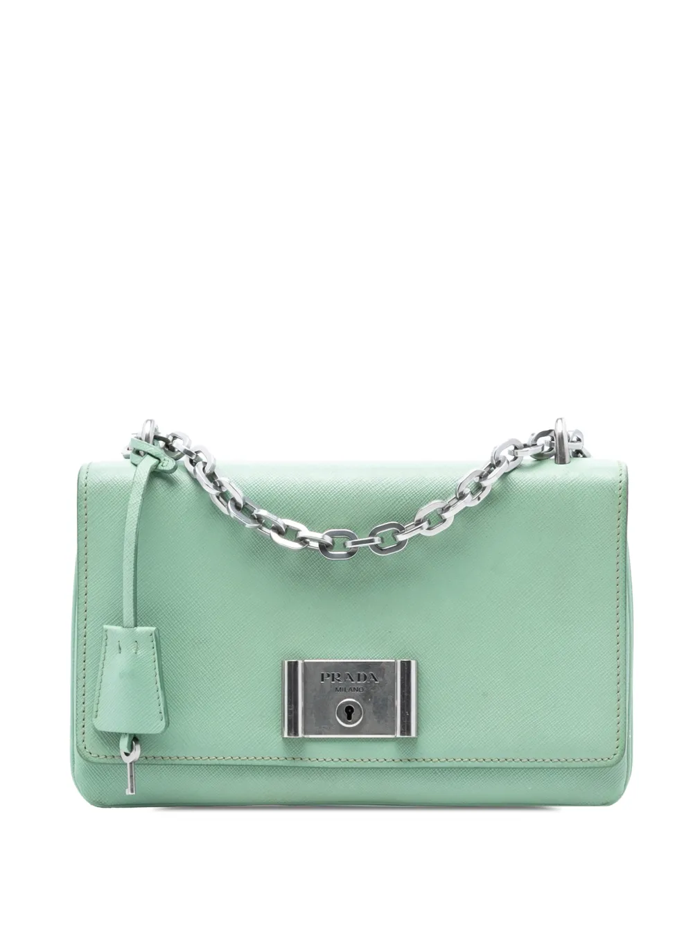 Prada Pre-Owned 2013-2026 Saffiano Lux Chain Lock Flap crossbody bag - Verde