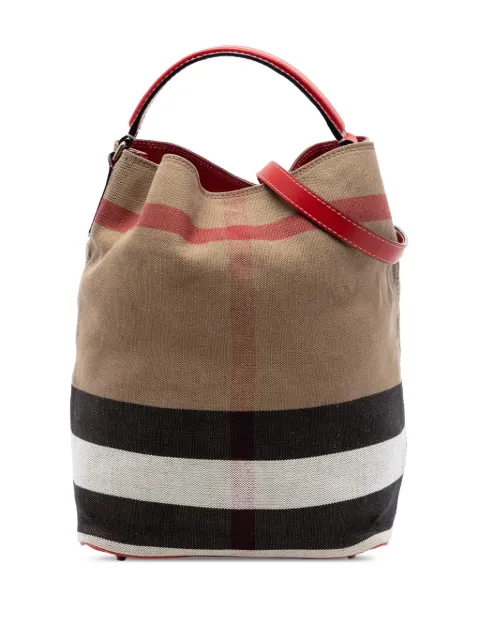 Burberry Pre-Owned 2015-2018 Medium Mega Check Canvas Ashby Bucket Bag satchel