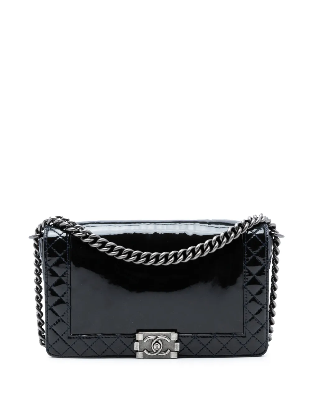 CHANEL Pre-Owned 2013-2014 Medium Patent Boy Reverso Flap crossbody bag - Nero