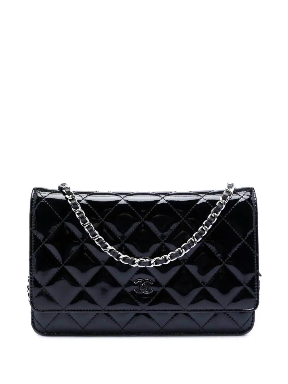 CHANEL Pre-Owned 2012-2013 CC Quilted Patent Wallet On Chain crossbody bag - Nero