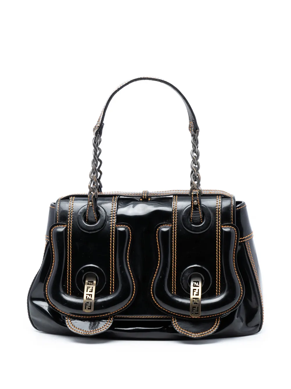 Fendi Pre-Owned 2000-2010 Medium Patent B Bag Top Handle Bag handbag - Nero