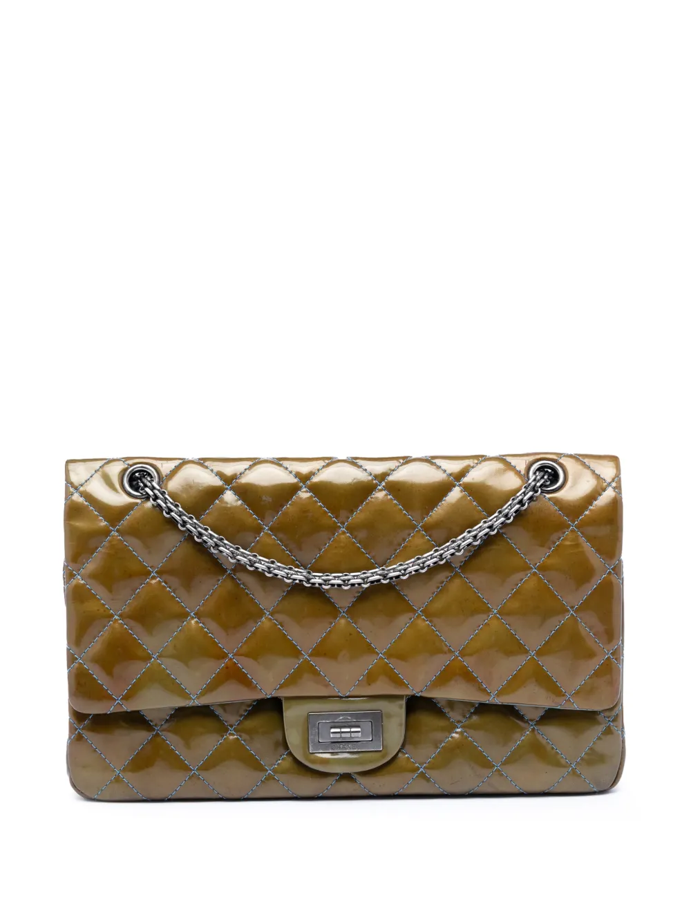 CHANEL Pre-Owned 2010-2011 Quilted Patent Reissue 2.55 Double Flap 227 shoulder bag - Marrone