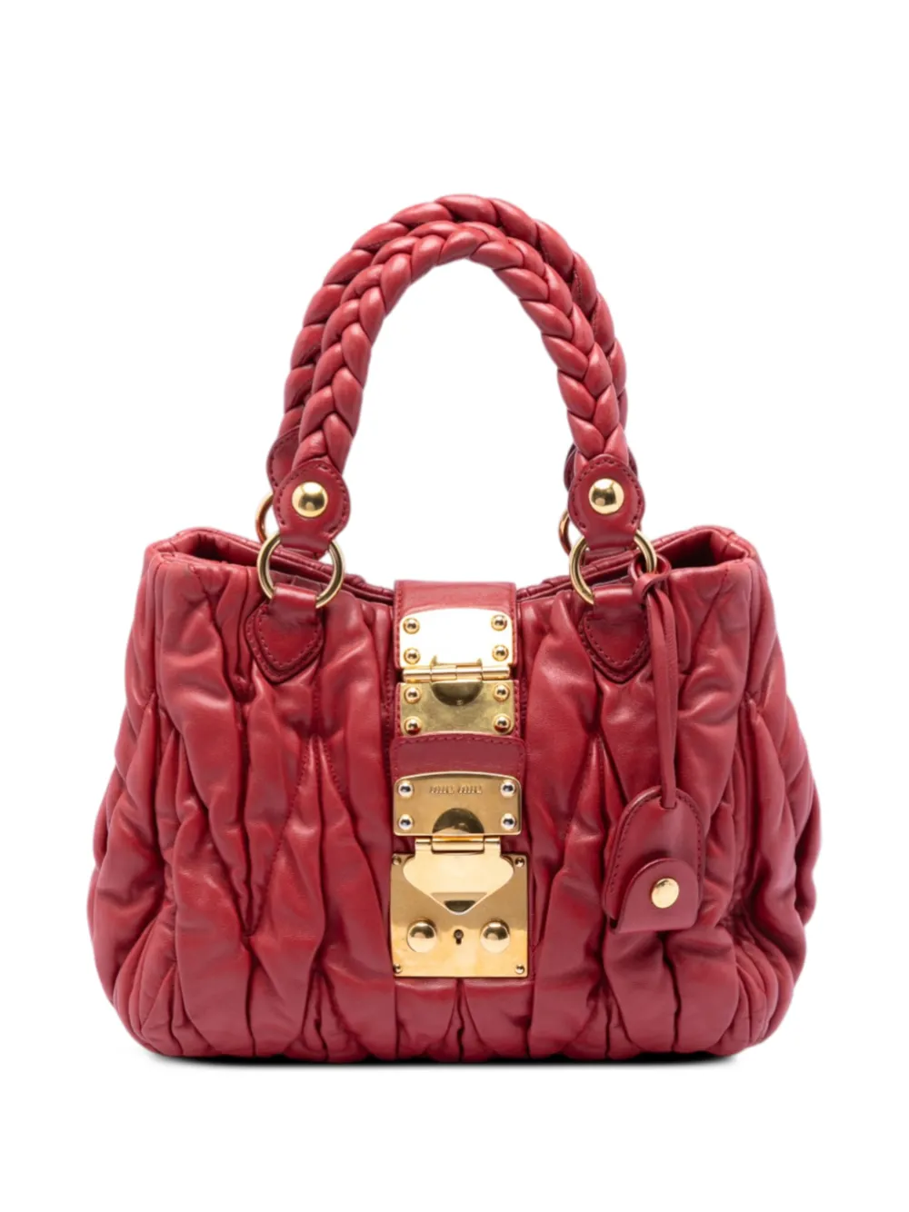 Miu Miu Pre-Owned 2010 Matelasse Lux Lambskin Bauletto Aperto satchel - Rosso