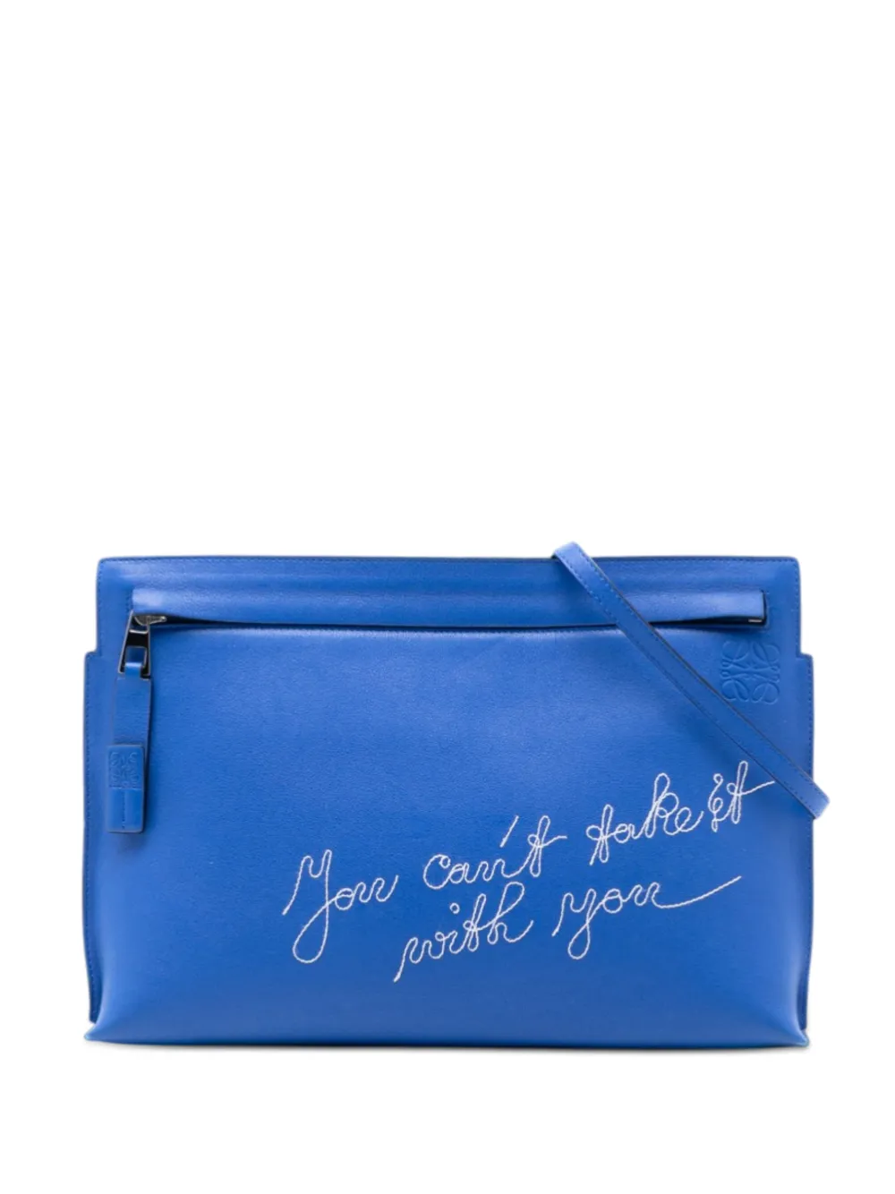 Loewe Pre-Owned 2017 Embroidered Leather Anagram T Pouch crossbody bag - Blu