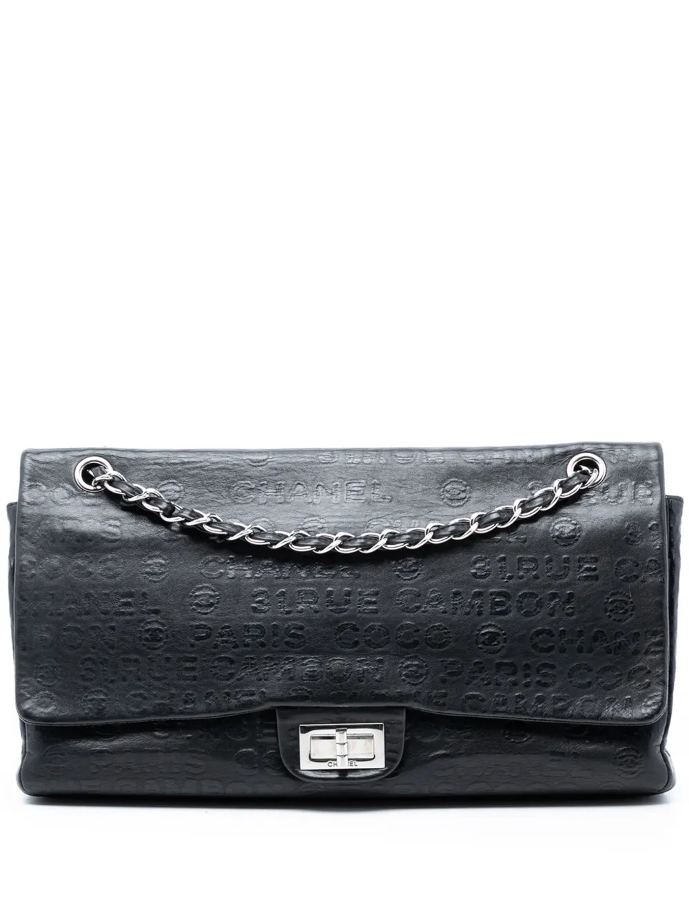 CHANEL Pre-Owned 2008-2009 Maxi Embossed Calfskin 31 Rue Cambon Reissue 2.55 Double Flap shoulder bag - Nero