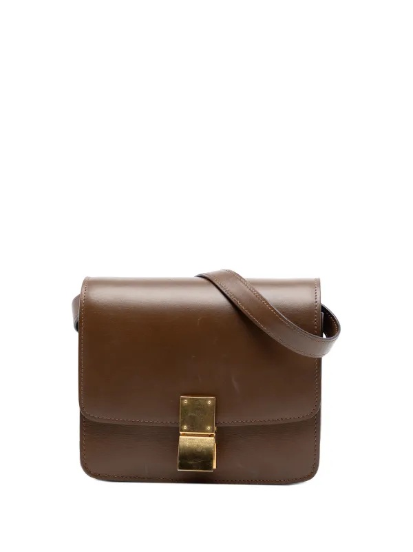 Celine Pre-owned 2019 Small Calfskin Classic Box Crossbody Bag in Brown