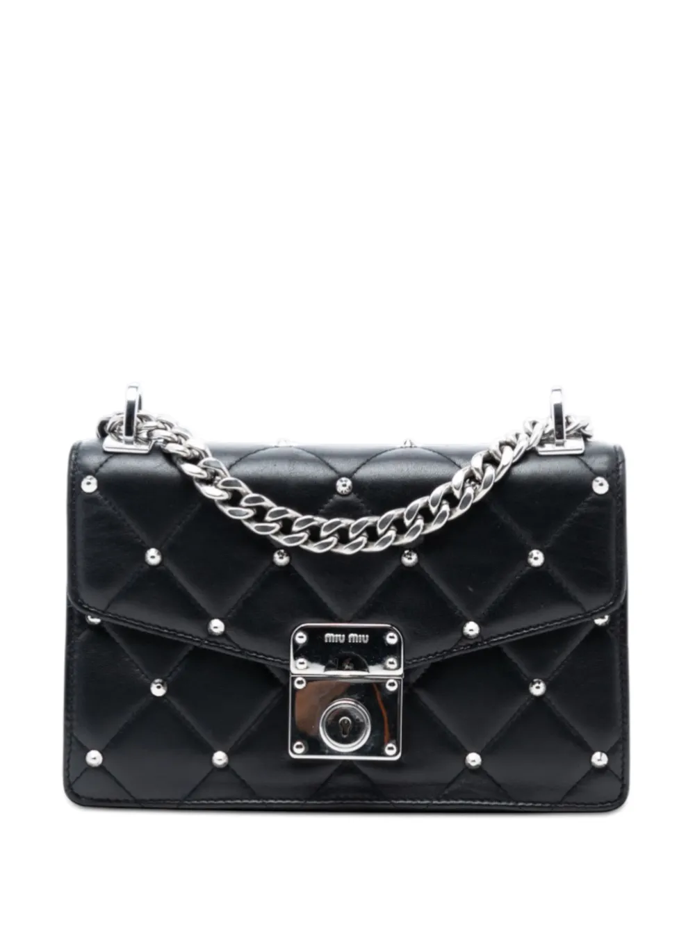 Miu Miu Pre-Owned 2010-2025 Studded Matelasse Nappa Flap crossbody bag - Nero