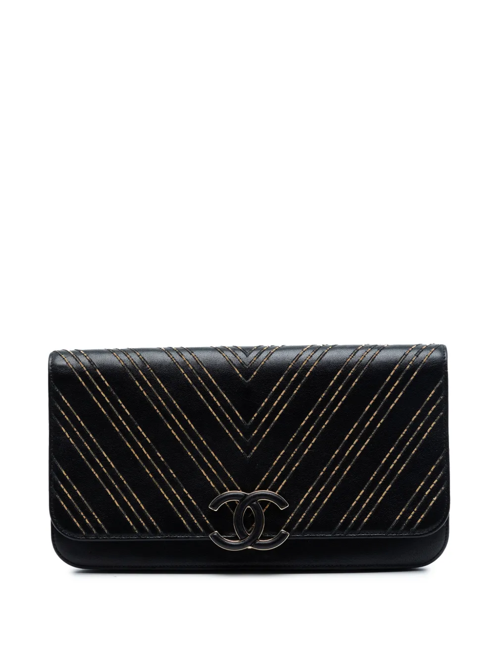 CHANEL Pre-Owned 2017-2018 Chevron Sheepskin Subtle clutch bag - Nero