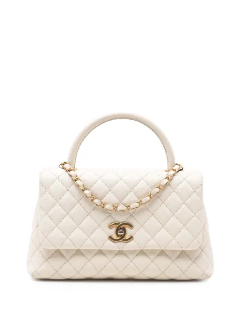 CHANEL Pre-Owned 2017-2018 Small Quilted Caviar Coco Top Handle Bag satchel