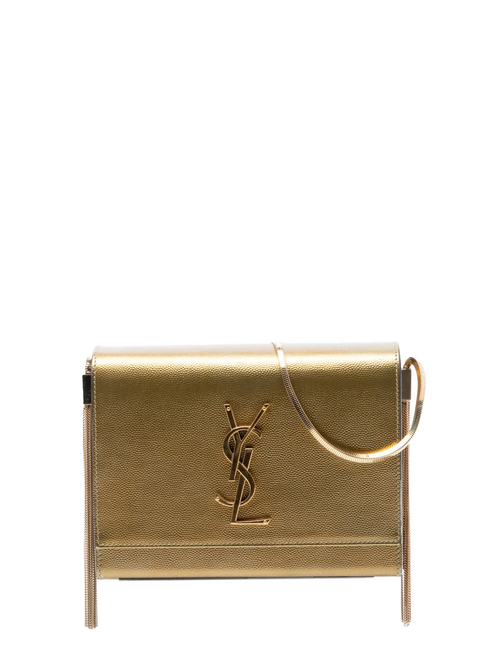 Saint Laurent Pre-Owned 2000-2025 Small Metallic Grain de Poudre Monogram Kate Box Chain crossbody bag - Oro