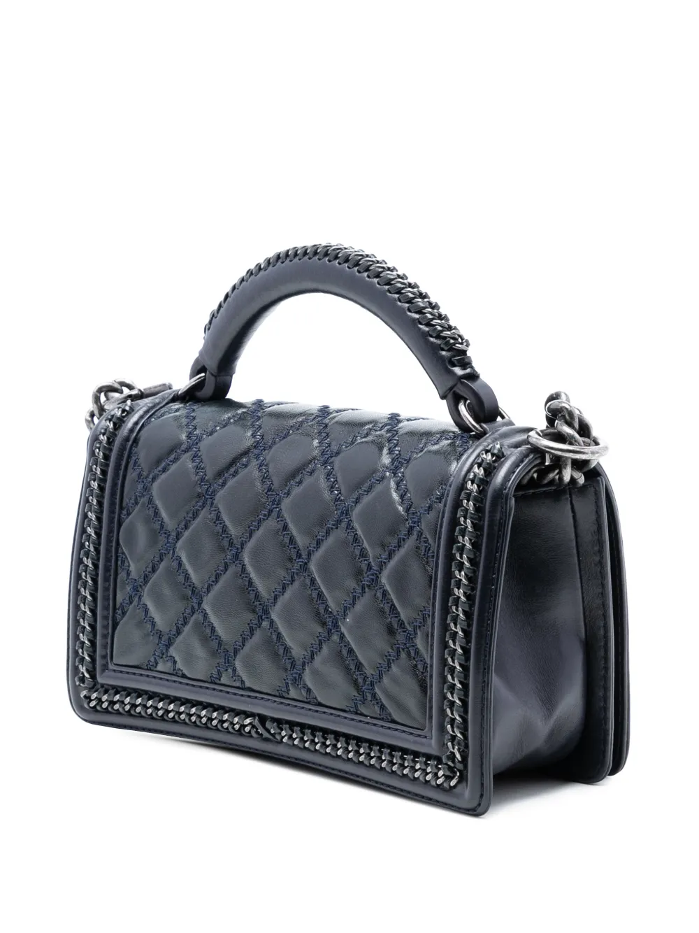  Chanel Pre-owned Sac à Bandoulière Boy En Cuir De Veau Matelassé à Bride En Chaîne Médium (2015-2016) - Bleu 