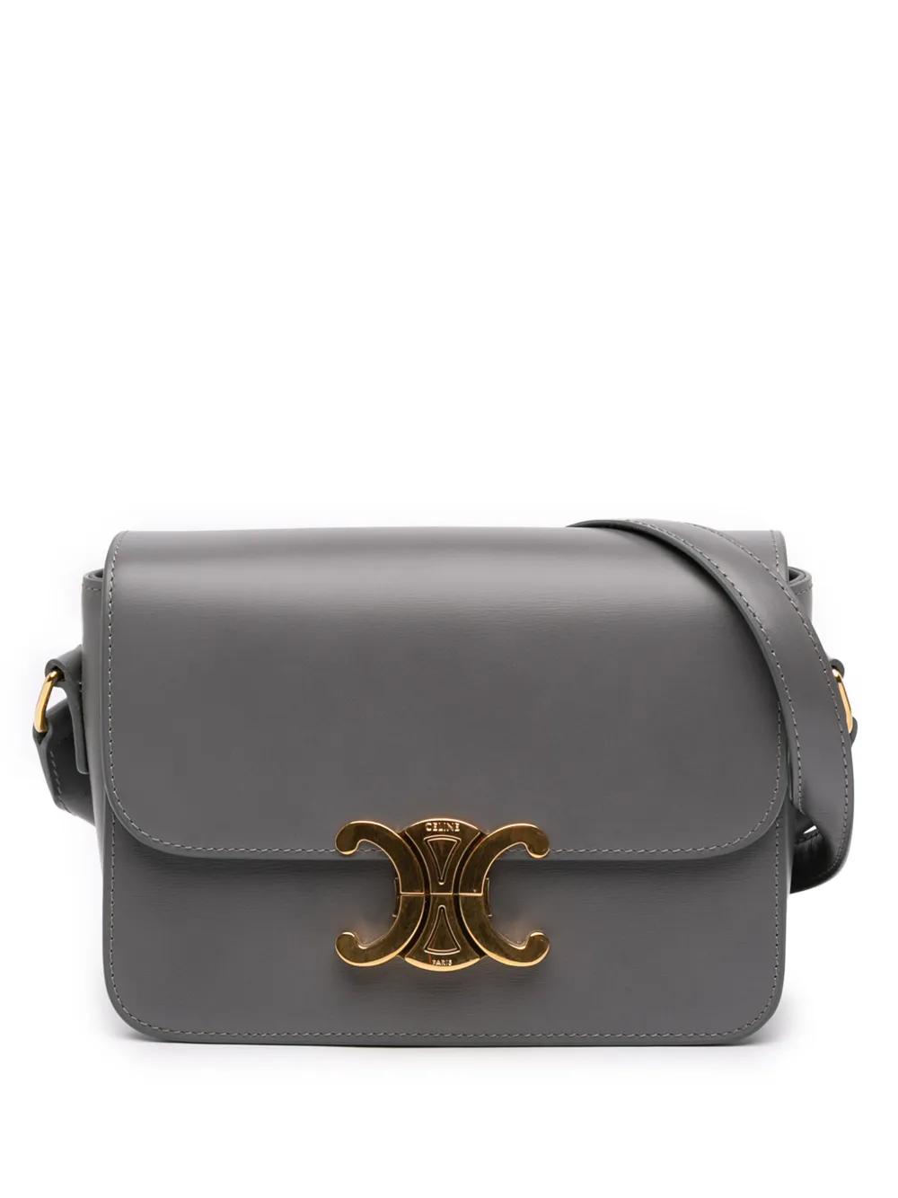 Celine Pre-Owned 2023 Teen Shiny Calfskin Triomphe crossbody bag - Grigio