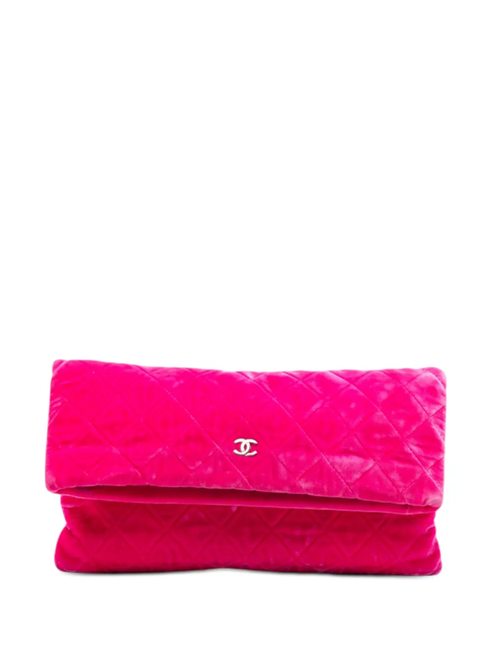 CHANEL Pre-Owned 2015-2016 Quilted Velvet CC Beauty Foldover clutch bag - Rosa