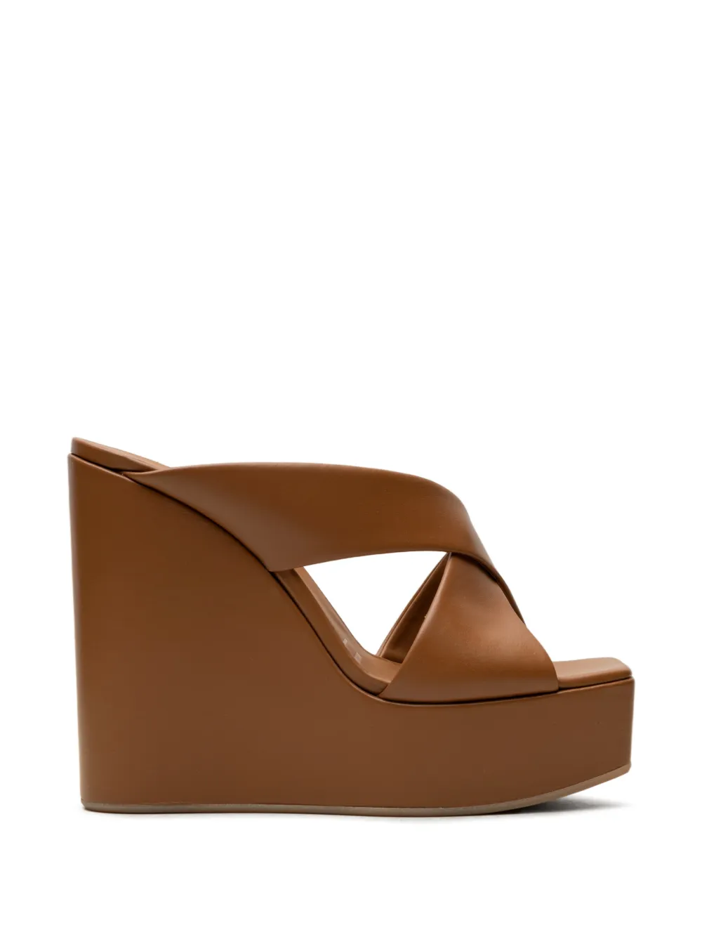 Vicini crossover-strap platform mules